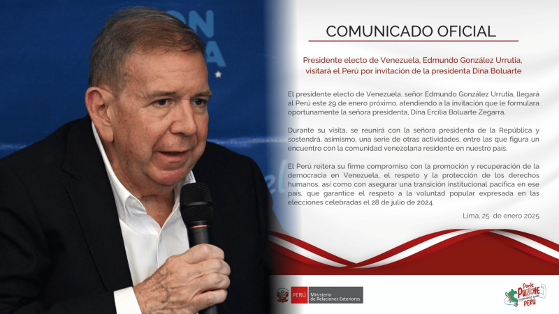 Edmundo Gonzáles Urrutia visitará el Perú este 29 de enero