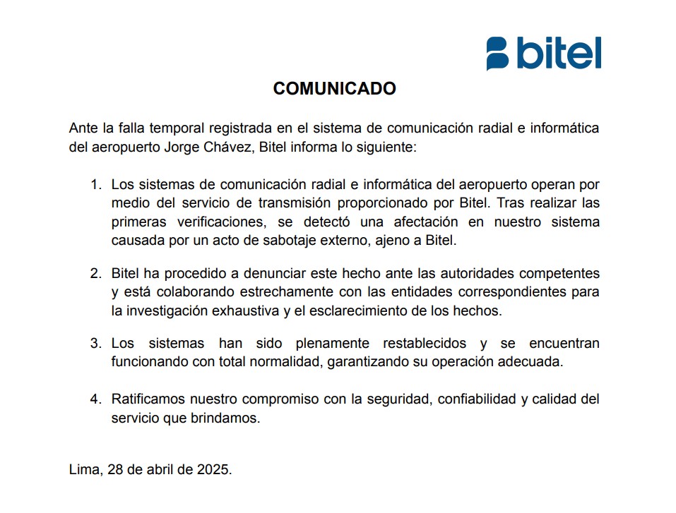 bitel aeropuerto pasajeros