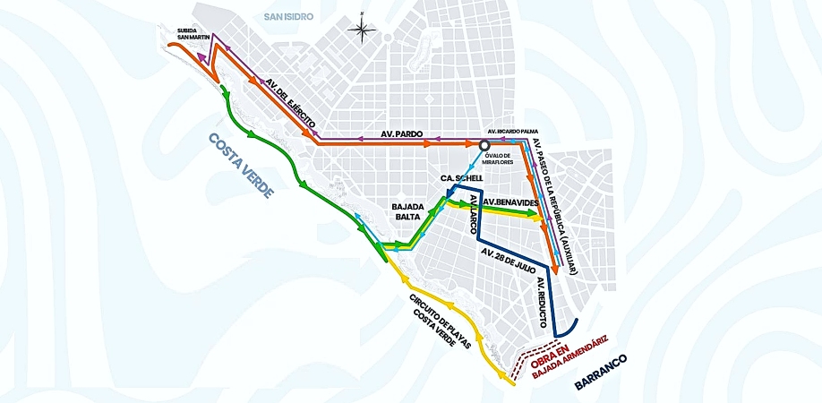mapa desvío miraflores